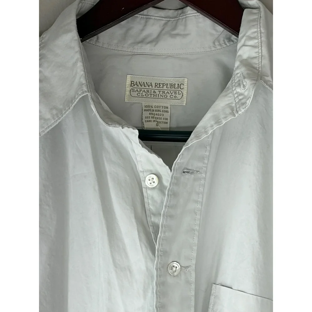 Banana Republic Safari & Travel Clothing Co Mens Cotton Button Down Shirt Gray S